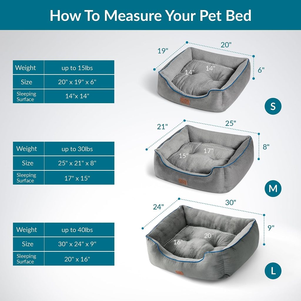 Bedsure Dog Beds for Medium Dogs Cats - Indoor Puppy Bed for Medium Large Cat Washable, 25in Fluffy Rectangle Cuddle Pet Bed with Anti-Slip Bottom, Grey
