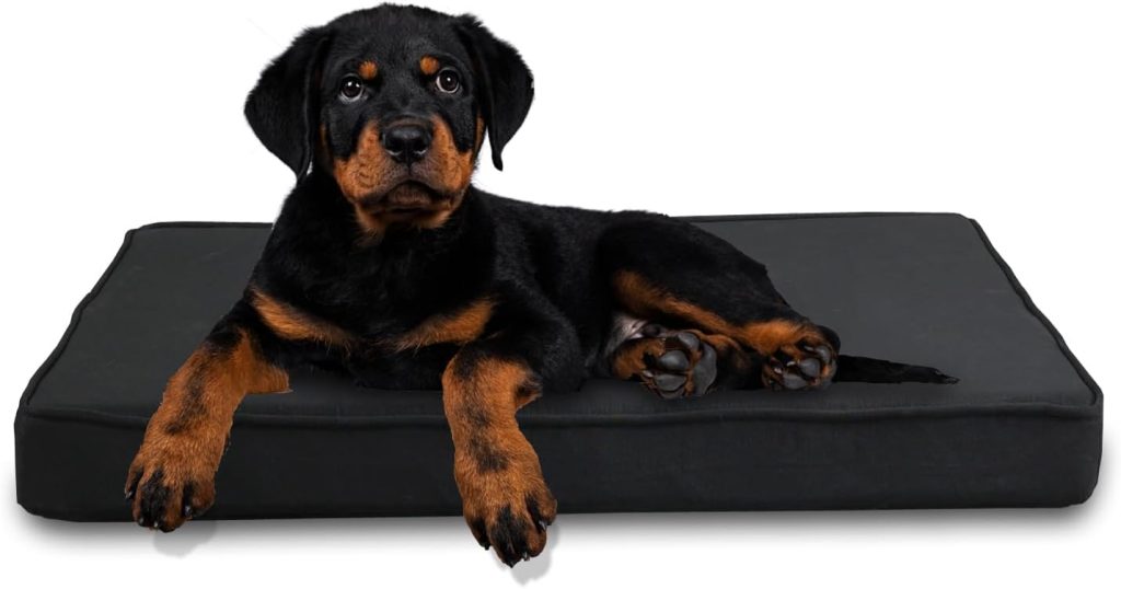 Chew Proof Dog Bed for Aggressive Chewers Removable Washable,Indestructible Dog Beds for Excessive Chewers Resistant Durable Tough Chewable Waterproof,Rip Proof Dog Bed for 36 x 24 Dog Crate,Black