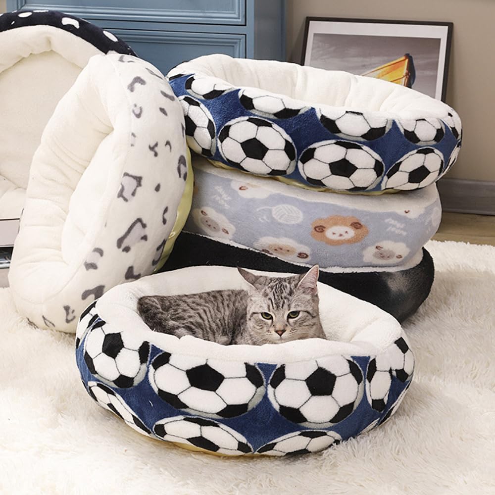 Dog Bed Orthopedic Dog Bed Dog Cot Pet Bed Washable Dog Bed for Large Medium Small Dogs with High Stretch Cotton and Washable Cover Anti-Slip Bottom 14x14 Inch Blue Football