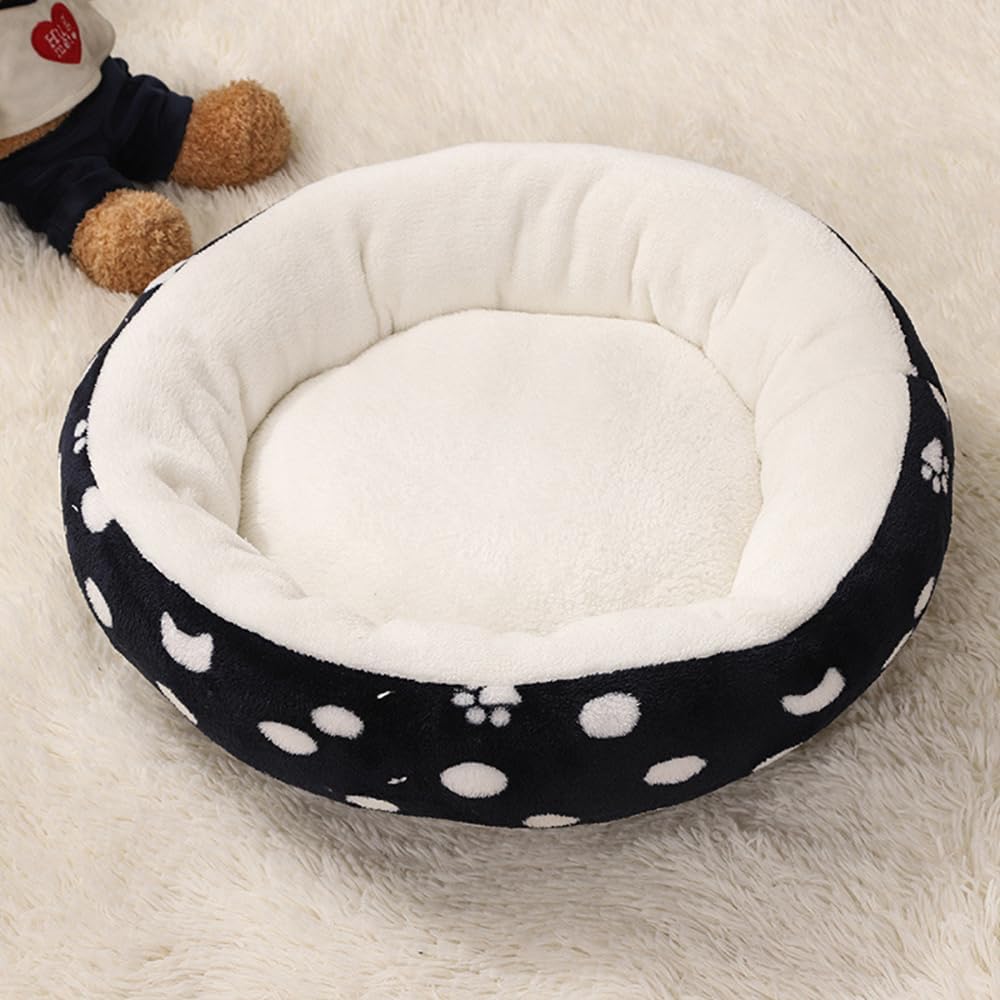 Dog Bed Orthopedic Dog Bed Dog Cot Pet Bed Washable Dog Bed for Large Medium Small Dogs with High Stretch Cotton and Washable Cover Anti-Slip Bottom 14x14 Inch Black Paw Prints
