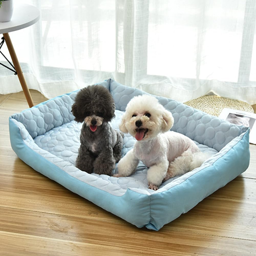 Dog beds Dog Large Dog Bed Orthopaedic beds for Small, Medium and Large Dogs Dog Cooling mat Breathable Sofa with Removable Bolsters and Washable Cover for Dogs and Cats Blue s
