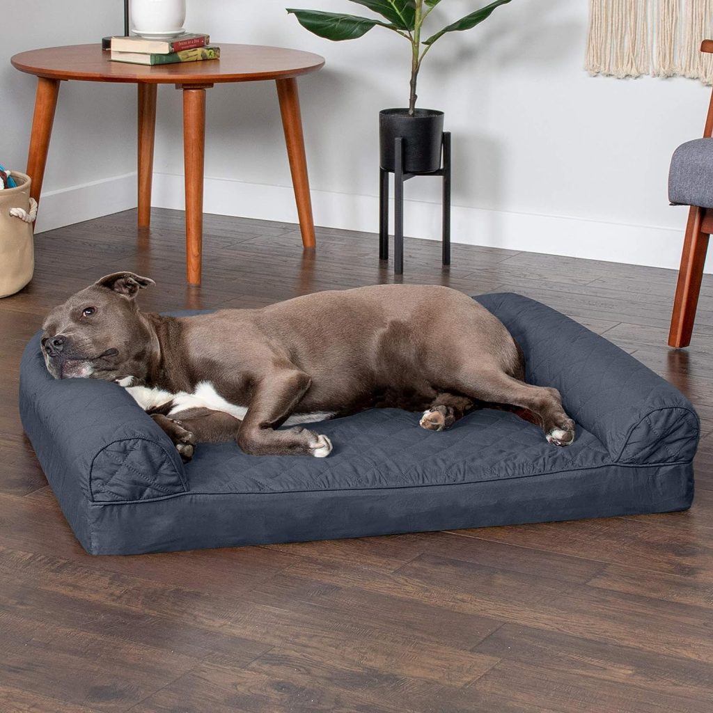 Furhaven Orthopedic Dog Bed for Large/Medium Dogs w/ Removable Bolsters  Washable Cover, For Dogs Up to 55 lbs - Quilted Sofa - Iron Gray, Large