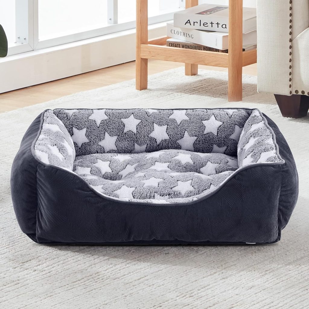 GASUR Rectangle Dog Bed for Small Dogs, Cozy Washable Dog Sofa Bed, Durable Pet Cuddler Anti-Slip Bottom, Soft Calming Sleeping Warming Puppy Bed
