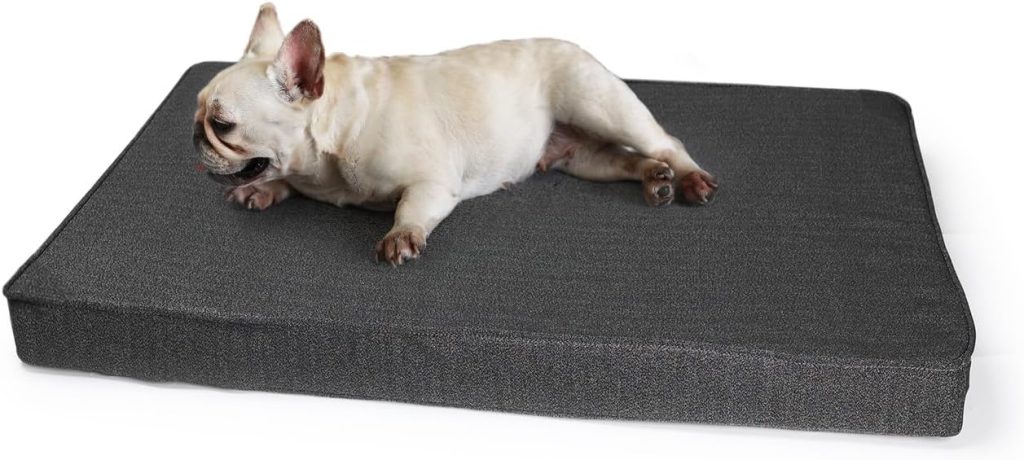 Heavy Duty Dog Beds for Medium Dogs Perfect for Pet Up to 55lbs,Chew Proof Dog Bed for Crate with Removable Washable Cover,Gray Orthopedic Dog Bed with Memory Foam Waterproof Accident Proof 35x22 Inch