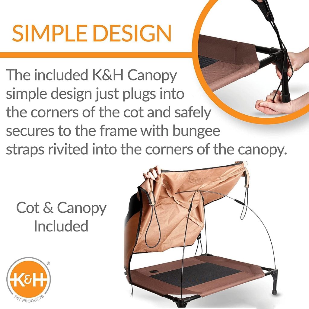 KH PET PRODUCTS Original Pet Cot Elevated Dog Bed  Cot Canopy, All Season Tan Mesh, X-Large