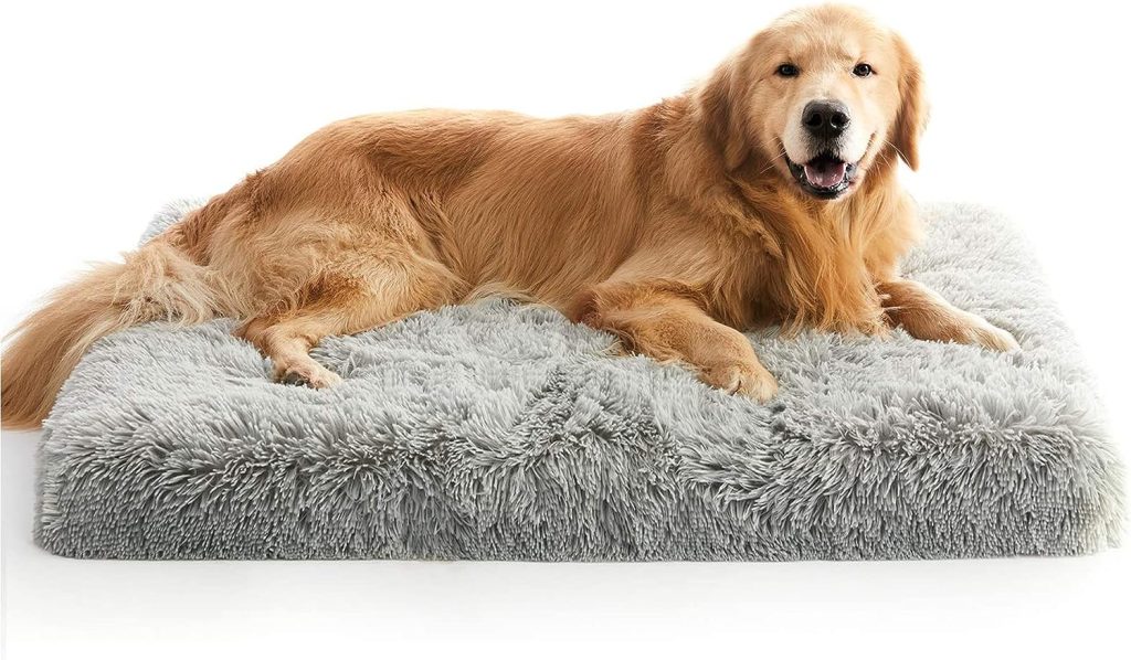 MIHIKK Large Dog Bed, Orthopedic Egg Crate Foam Dog Bed with Removable Washable Cover, Waterproof Dog Mattress Nonskid Bottom, Comfy Anti Anxiety Pet Bed Mat, 35x22 inch, Gray