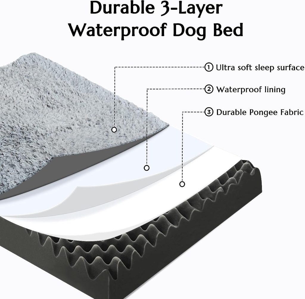 WESTERN HOME Dog Beds for Large Dogs，Extra Large Dogs，Medium Dogs, with Washable Waterproof Cover, Egg Crate Foam Orthopedic Dog Bed, Dog Mattress for Crate Pad with Nonslip Bottom Pet Mat