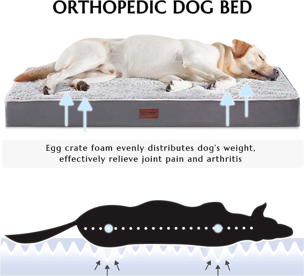 WESTERN HOME Dog Beds for Large Dogs，Extra Large Dogs，Medium Dogs, with Washable Waterproof Cover, Egg Crate Foam Orthopedic Dog Bed, Dog Mattress for Crate Pad with Nonslip Bottom Pet Mat