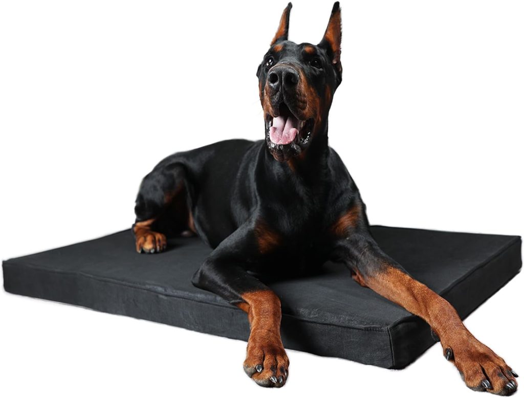 Indestructible Dog Bed for Aggressive Chewers Medium - Dog Bed Washable with Chew Proof Oxford Fabric Surface,Medium Orthopedic Memory Foam Pet Bed with Removable and Durable Cover 35X22 Inches,Black